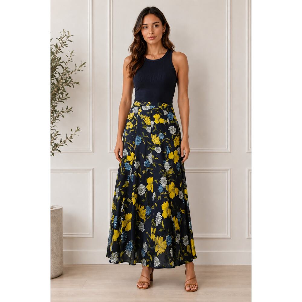 Ann Taylor Factory Blue Floral Skirt size 4